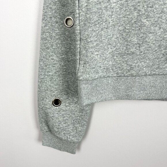 Lucca Womens Heather Grey Grommet Sleeve Crewneck Sweater Small - Picture 2 of 5